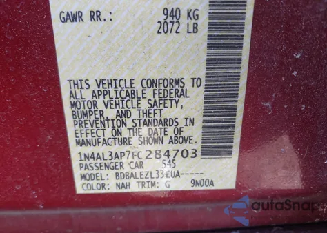 2015 Nissan Altima 2.5/2.5 S/2.5 Sl/2.5 Sv z USA, uszkodzony, nr VIN 1N4AL3AP7FC284703